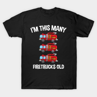 Kids I_m This Many Fire Trucks Old T Shirt 3 Years Third Birthday T-Shirt